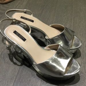ZARA silver shiny heels